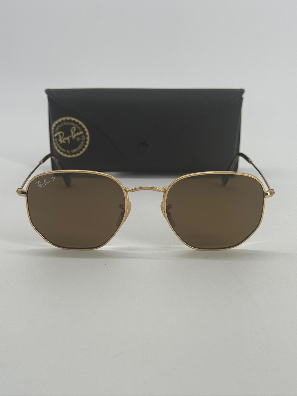 Ray-Ban Sunglasses Mens Gold Hexogonal Brown Polarized RB3548-N 001/57 145